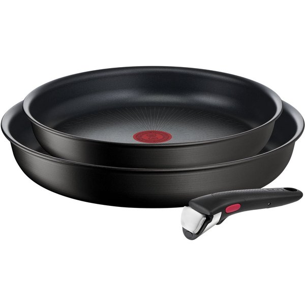 Tefal Pfannen-Set Ingenio Unlimited, Pfannenset abnehmbarer Griff, Antihaftversiegelung, Aluminium (Set, 3-tlg., 2x Pfannen Ø 24/28 cm, 1x abnehmbarer Griff, Ma