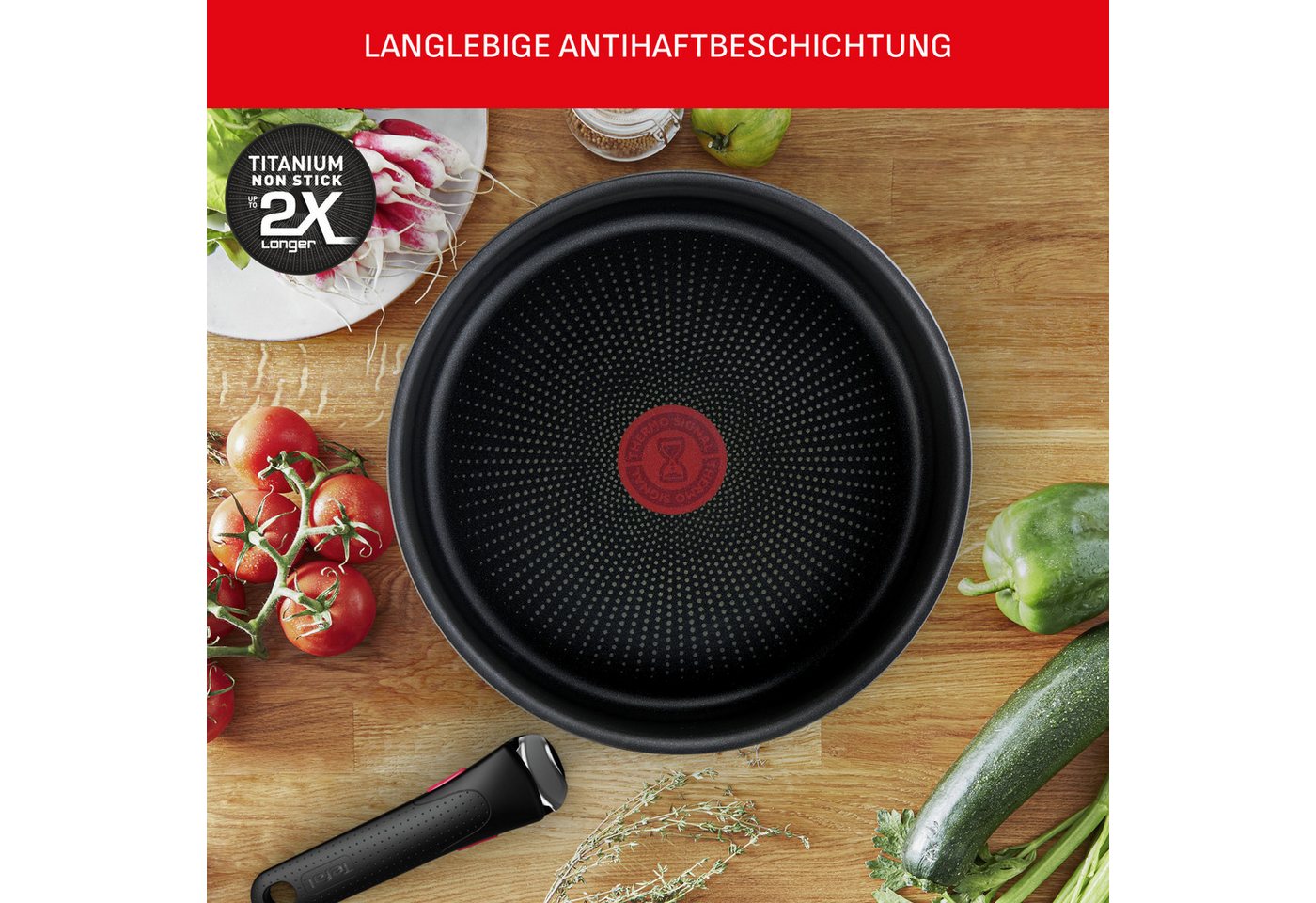 Tefal Pfannen-Set Ingenio XL Force, Pfannenset abnehmbarer Griff, Antihaftversiegelung, Aluminium (Set, 3-tlg., 2x Pfannen Ø 24/28 cm, 1x abnehmbarer Griff, Mad – Bild 4 von 5