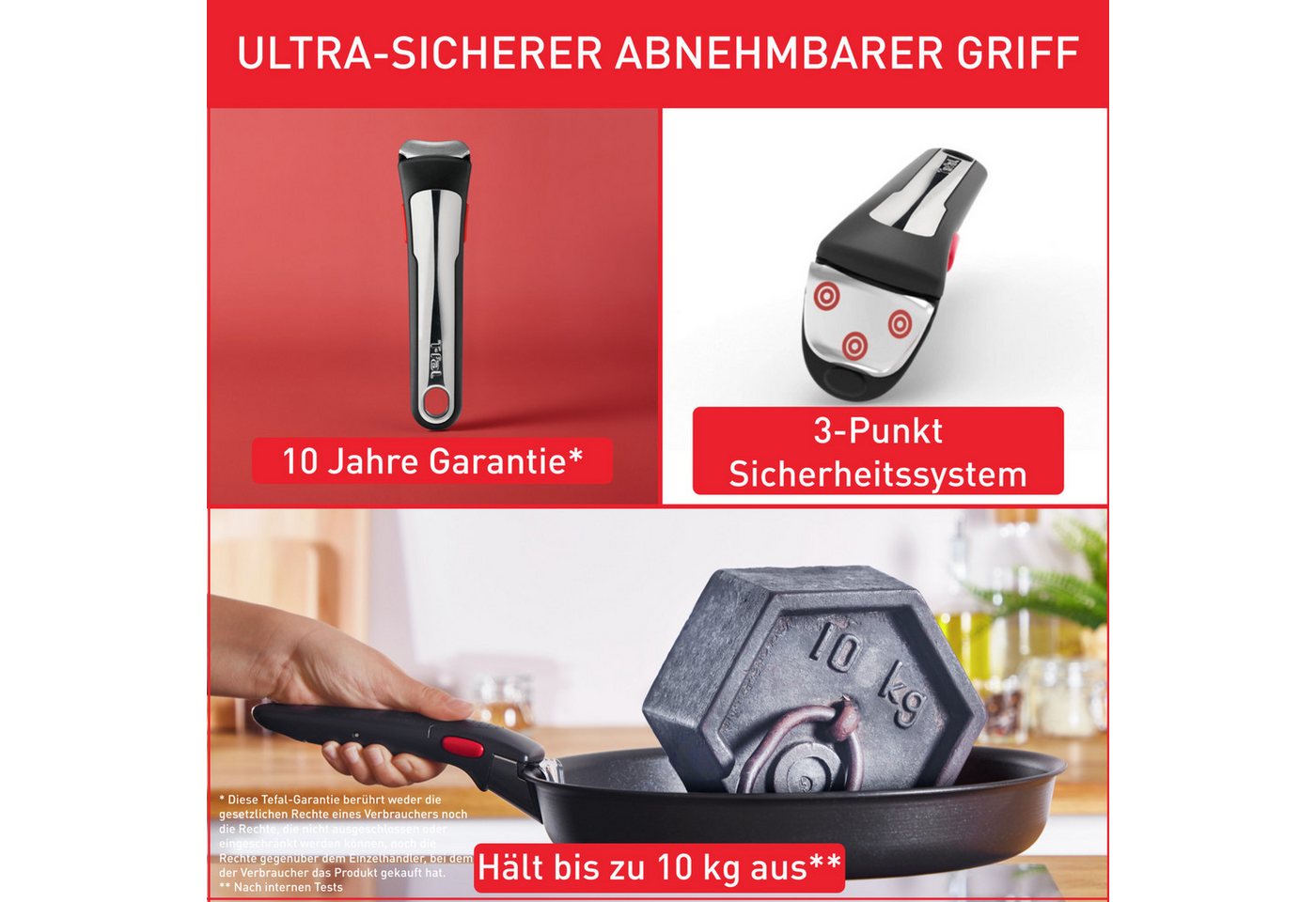Tefal Pfannen-Set Ingenio XL Force, Pfannenset abnehmbarer Griff, Antihaftversiegelung, Aluminium (Set, 3-tlg., 2x Pfannen Ø 24/28 cm, 1x abnehmbarer Griff, Mad – Bild 5 von 5