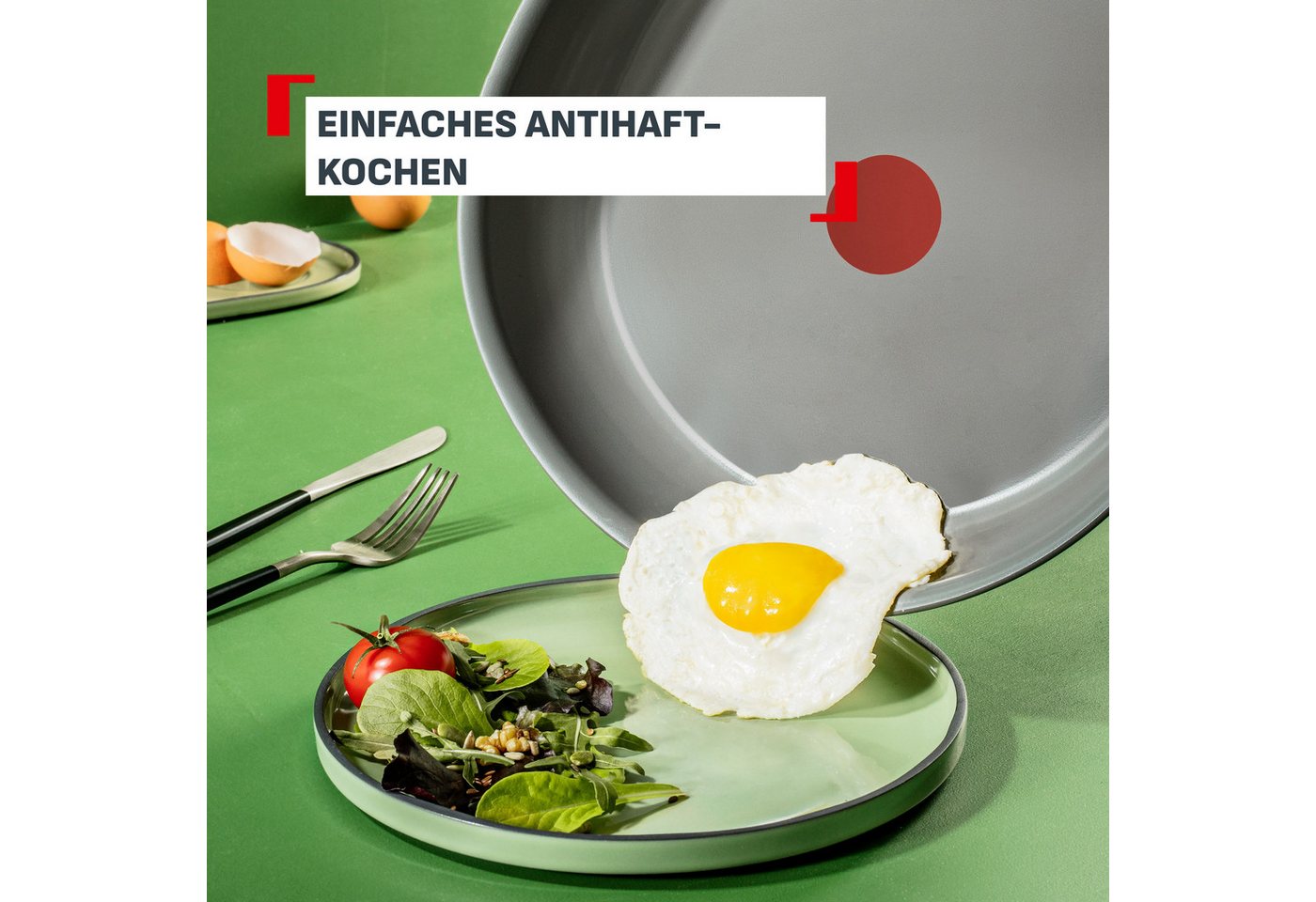 Tefal Pfannen-Set Renewal, Aluminium (Set, 2-tlg), Keramikbeschichtung, 100% recycelter Aluminiumkörper, Thermo-Signal – Bild 4 von 5