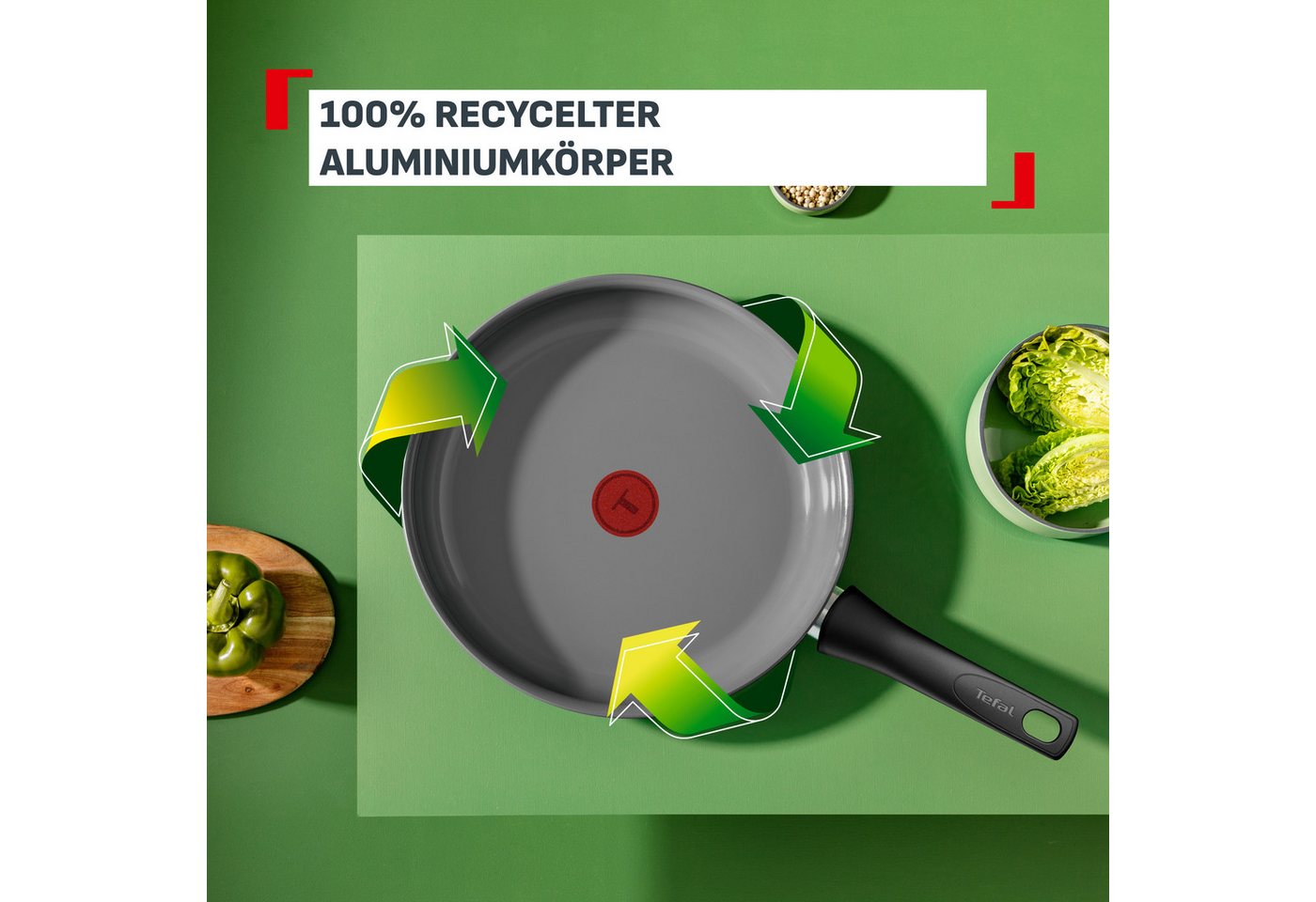 Tefal Pfannen-Set Renewal, Aluminium (Set, 2-tlg), Keramikbeschichtung, 100% recycelter Aluminiumkörper, Thermo-Signal – Bild 5 von 5