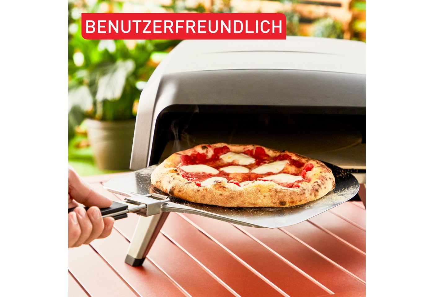 Tefal Pizzaofen Pizza Pronto, kompakter Gaspizzaofen für Zuhause, schnelles Vorheizen, 360° drehender Pizzastein, bis zu 400 °C, inkl. Pizzaschaufel, JM4130 – Bild 4 von 5
