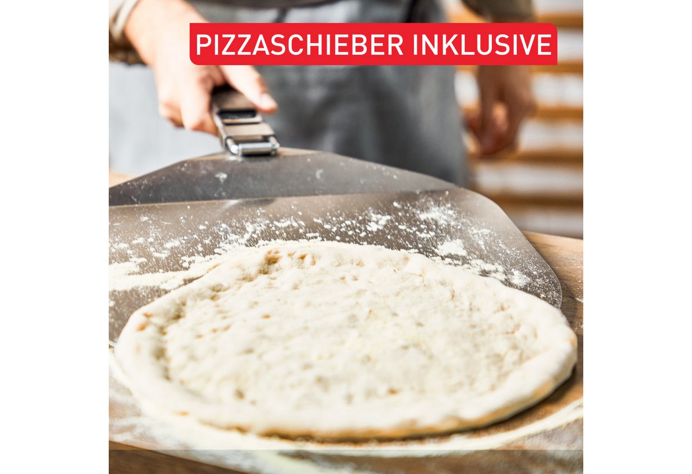 Tefal Pizzaofen Pizza Pronto, kompakter Gaspizzaofen für Zuhause, schnelles Vorheizen, 360° drehender Pizzastein, bis zu 400 °C, inkl. Pizzaschaufel, JM4130 – Bild 5 von 5