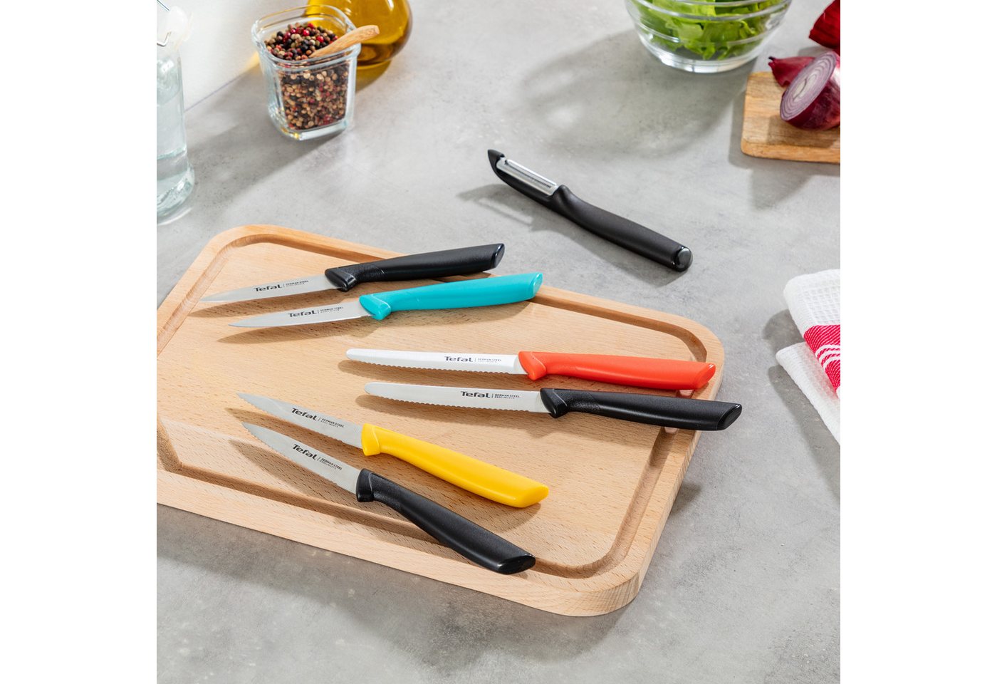Tefal Schälmesser Colorfood, 8 cm, Klinge aus deutschem Edelstahl, ergonomischer Griff – Bild 3 von 5