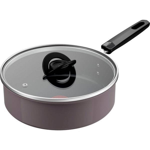 Tefal Schmorpfanne Ceramic Control Grey, Aluminium (1 Schmorpfanne 24 cm inkl. Glasdeckel), Keramikbeschichtung, Induktion, Thermo-Signal Temperaturanzeiger