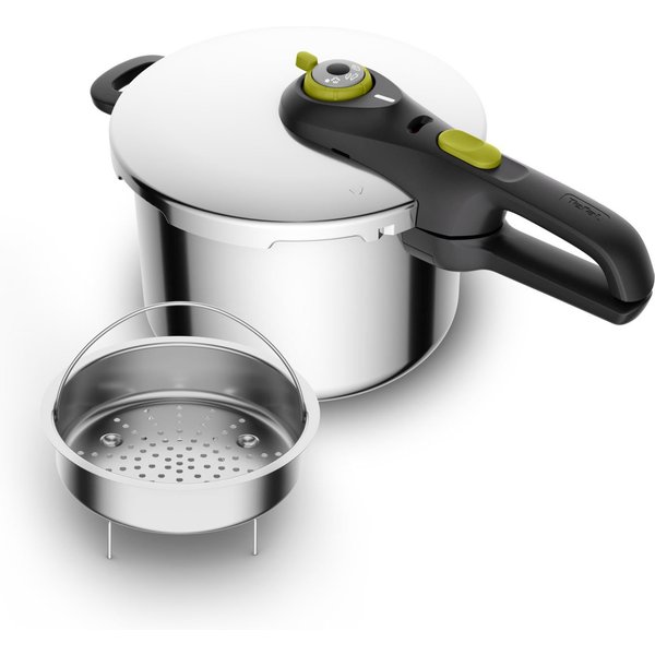 Tefal Schnellkochtopf Secure 5 Neo, Dampfkochtopf Induktion, Fassungsvermögen 6L, Edelstahl (1-tlg), 5-fach Sicherheitssystem, geeignet für alle Herdarten, P253