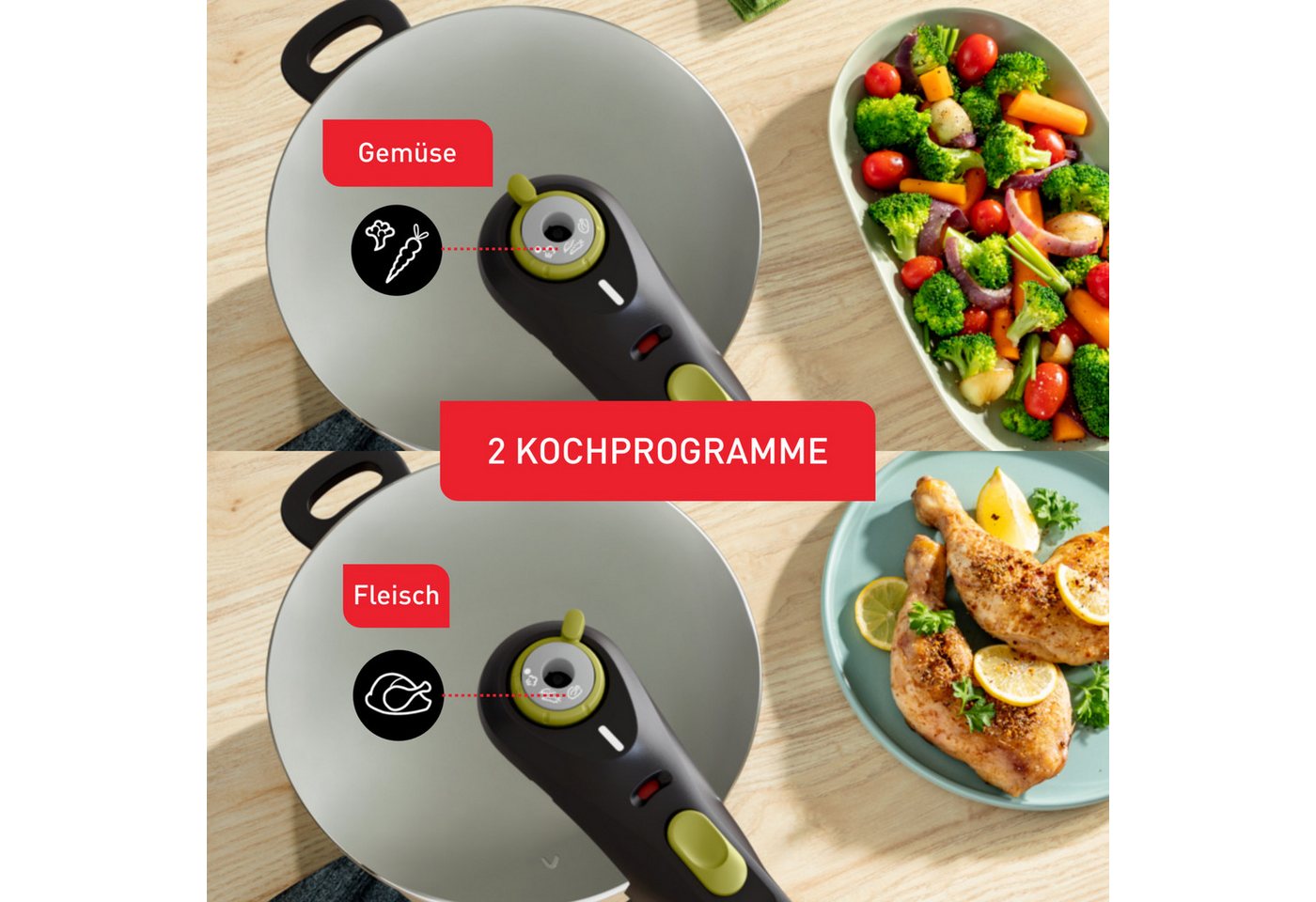 Tefal Schnellkochtopf Secure 5 Neo, Dampfkochtopf Induktion, Fassungsvermögen 6L, Edelstahl (1-tlg), 5-fach Sicherheitssystem, geeignet für alle Herdarten, P253 – Bild 3 von 5