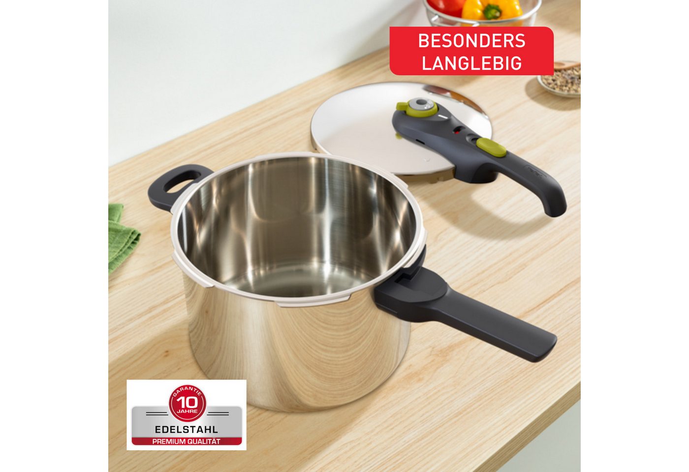 Tefal Schnellkochtopf Secure 5 Neo, Dampfkochtopf Induktion, Fassungsvermögen 6L, Edelstahl (1-tlg), 5-fach Sicherheitssystem, geeignet für alle Herdarten, P253 – Bild 5 von 5