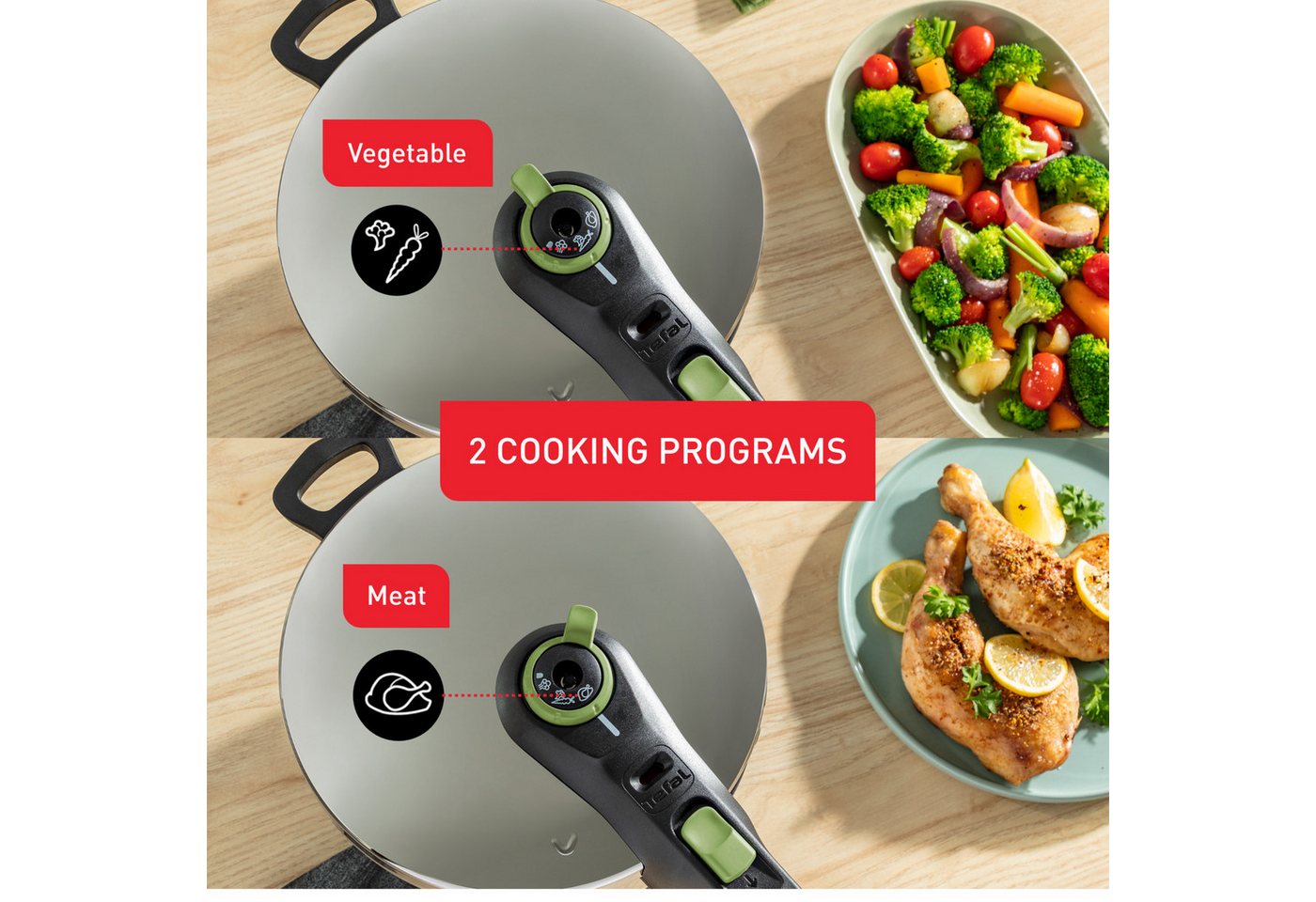 Tefal Schnellkochtopf Secure Trendy, Edelstahl (1-tlg), Dampfkochtopf, Garregler,Sicherheitsvorrichtung,Korbeinsatz, Induktion – Bild 5 von 5