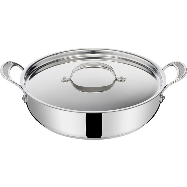 Tefal Servierpfanne Jamie Oliver Cook's Classic, Schmorpfanne Induktion beschichtet, Edelstahl (1-tlg), Thermo-Signal bei idealer Brattemperatur, für alle Herda