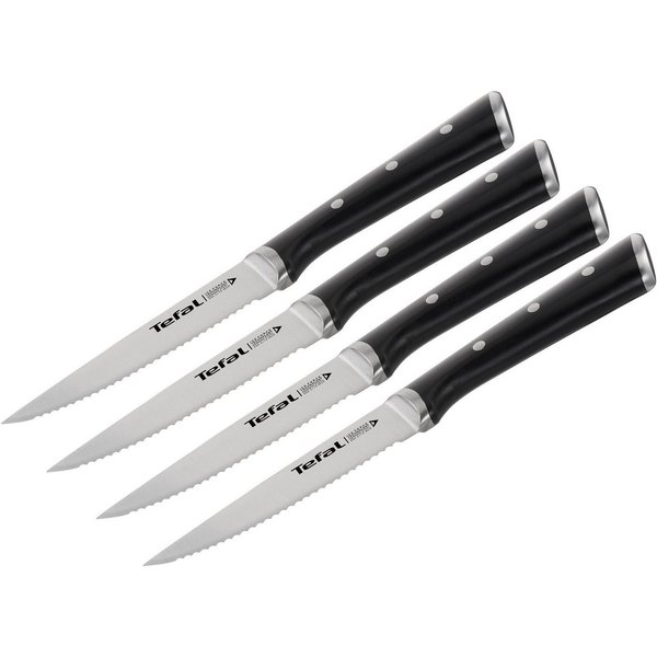 Tefal Steakbesteck Ice Force 11 cm, K232S4 (4-tlg), 4 Personen, Edelstahl, Spezialmesser, Eishärtung, Edelstahl Made in Germany, optimale Schärfe