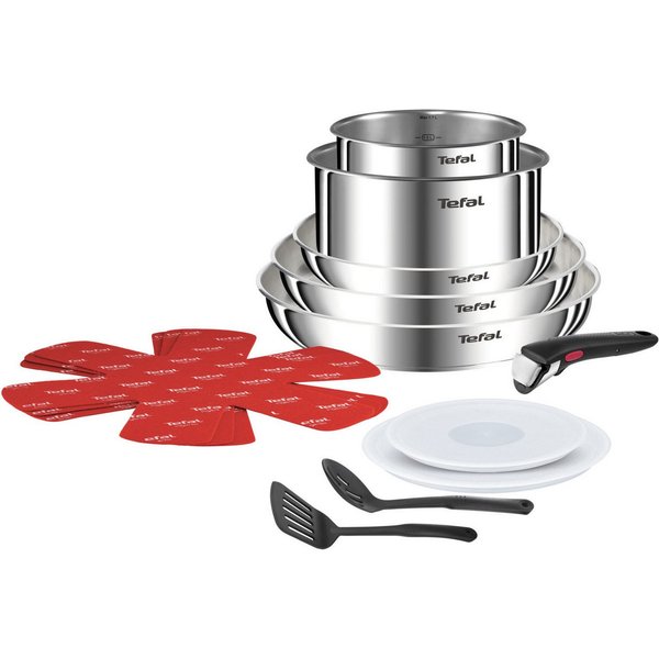 Tefal Topf-Set Ingenio Emotion, Topf und Pfannenset abnehmbarer Griff, stapelbar, Edelstahl (Set, 13-tlg., Pfannen 22/26/28cm, Kasserollen 16/20cm, Griff, Decke