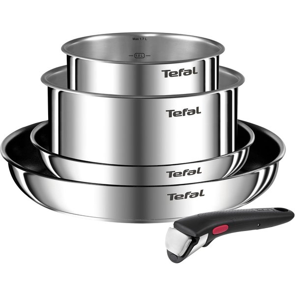 Tefal Topf-Set Ingenio Emotion, Edelstahl (Set, 5-tlg), abnehmbarer Griff, Antihaftversiegelung, Thermo-Signal, Induktion