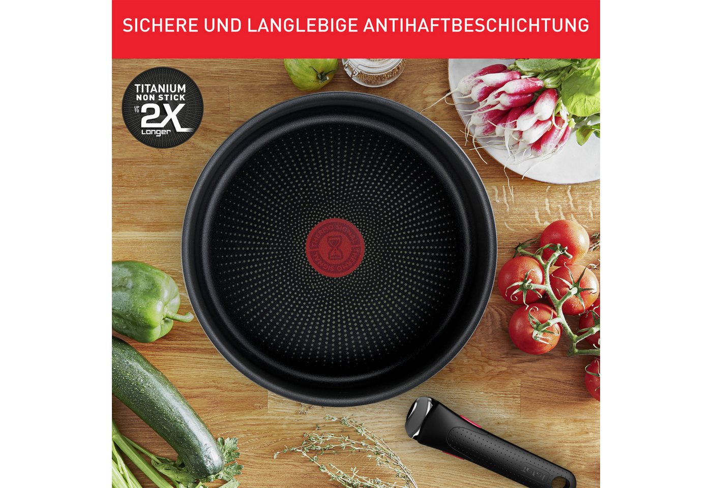 Tefal Topf-Set Ingenio Emotion, Edelstahl (Set, 5-tlg), abnehmbarer Griff, Antihaftversiegelung, Thermo-Signal, Induktion – Bild 3 von 5