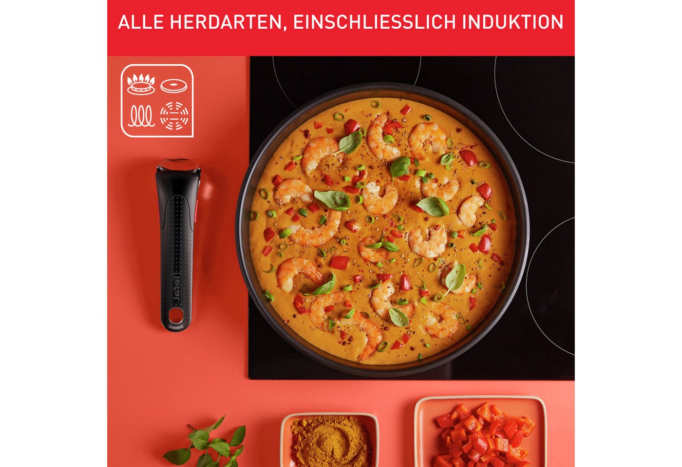 Tefal Topf-Set Ingenio Emotion, Edelstahl (Set, 5-tlg), abnehmbarer Griff, Antihaftversiegelung, Thermo-Signal, Induktion – Bild 4 von 5