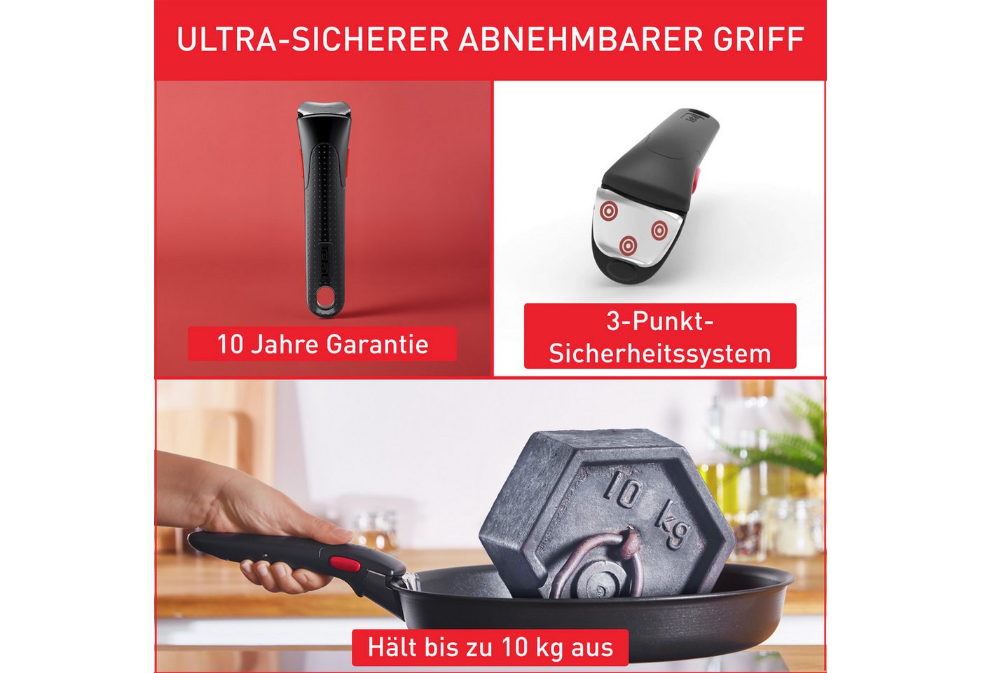 Tefal Topf-Set Ingenio Emotion, Edelstahl (Set, 5-tlg), abnehmbarer Griff, Antihaftversiegelung, Thermo-Signal, Induktion – Bild 5 von 5