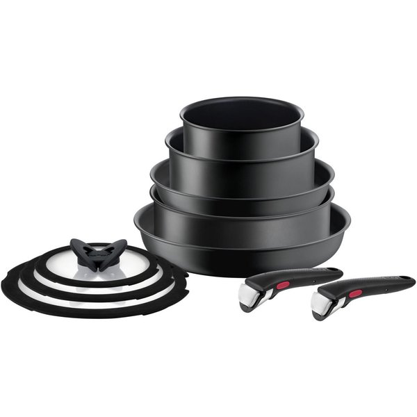 Tefal Topf-Set Ingenio Ultimate, Topf und Pfannenset abnehmbarer Griff, stapelbar, Aluminium (Set, 10-tlg., Kasserolle 16/20cm, Schmorpfanne 24cm, Pfanne 24/28c