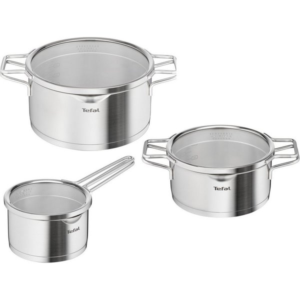 Tefal Topf-Set Jamie Oliver Ingenio G6, Topfset Induktion mit Pfannen, Edelstahl (Set, 6-tlg., Bratpfanne 28 cm, Kasserollen 16/20 cm, Schmorpfanne 24 cm, 3 Dec