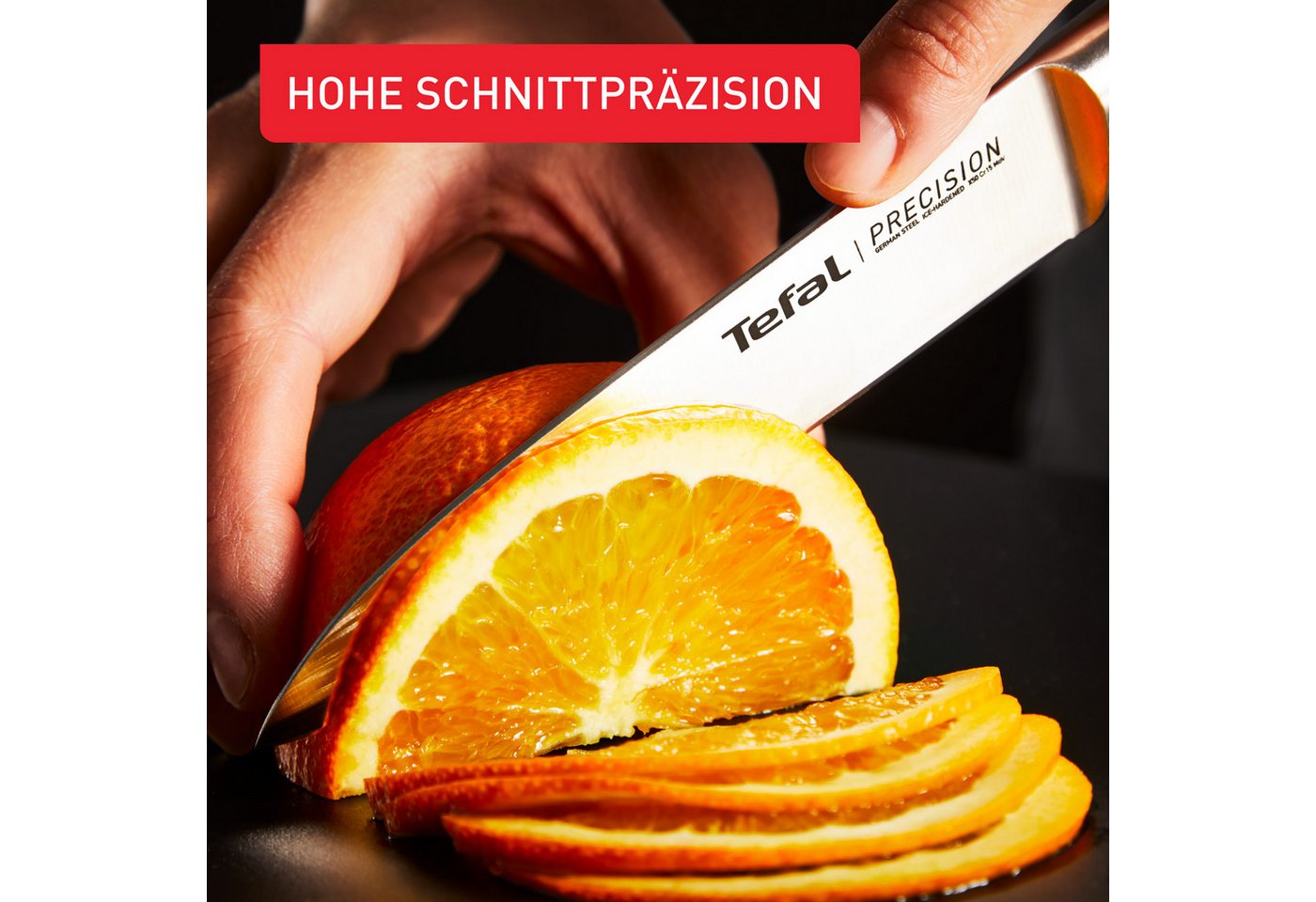Tefal Universalküchenmesser Precision, 12 cm, 22°-Klingenwinkel, Eishärtungstechnologie, Wellenmuster – Bild 5 von 5
