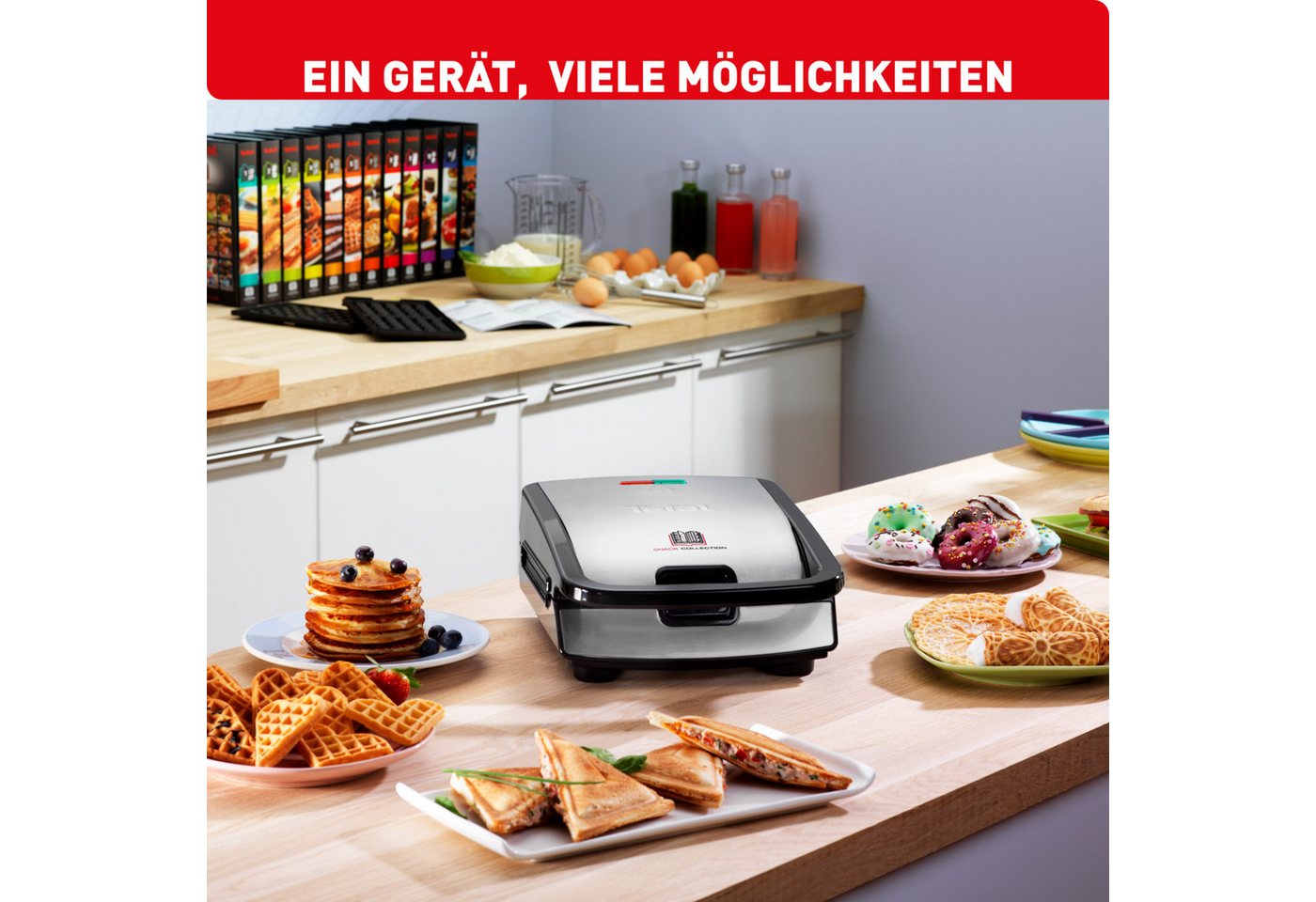 Tefal Waffeleisen SW854D Snack Collection, 700 W, inkl. 4 antihaft Plattensets, vielfältige Funktionen, erweiterbar – Bild 2 von 5