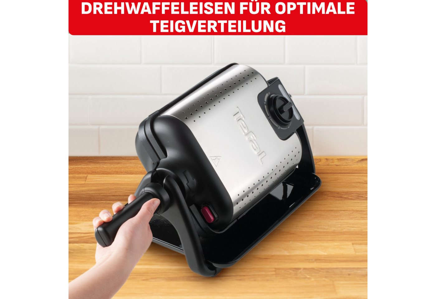 Tefal Waffeleisen WM756D Kingsize, 1200 W, für 2 belgische Waffeln, mit Dreh-Funktion, antihaftbeschichtet – Bild 3 von 5
