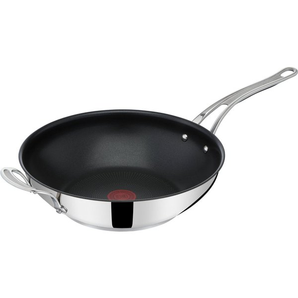 Tefal Wok Jamie Oliver Cook's Classic, Wokpfanne Induktion, Edelstahl (1-tlg), Thermo-Signal bei idealer Brattemperatur, Antihaftversiegelung