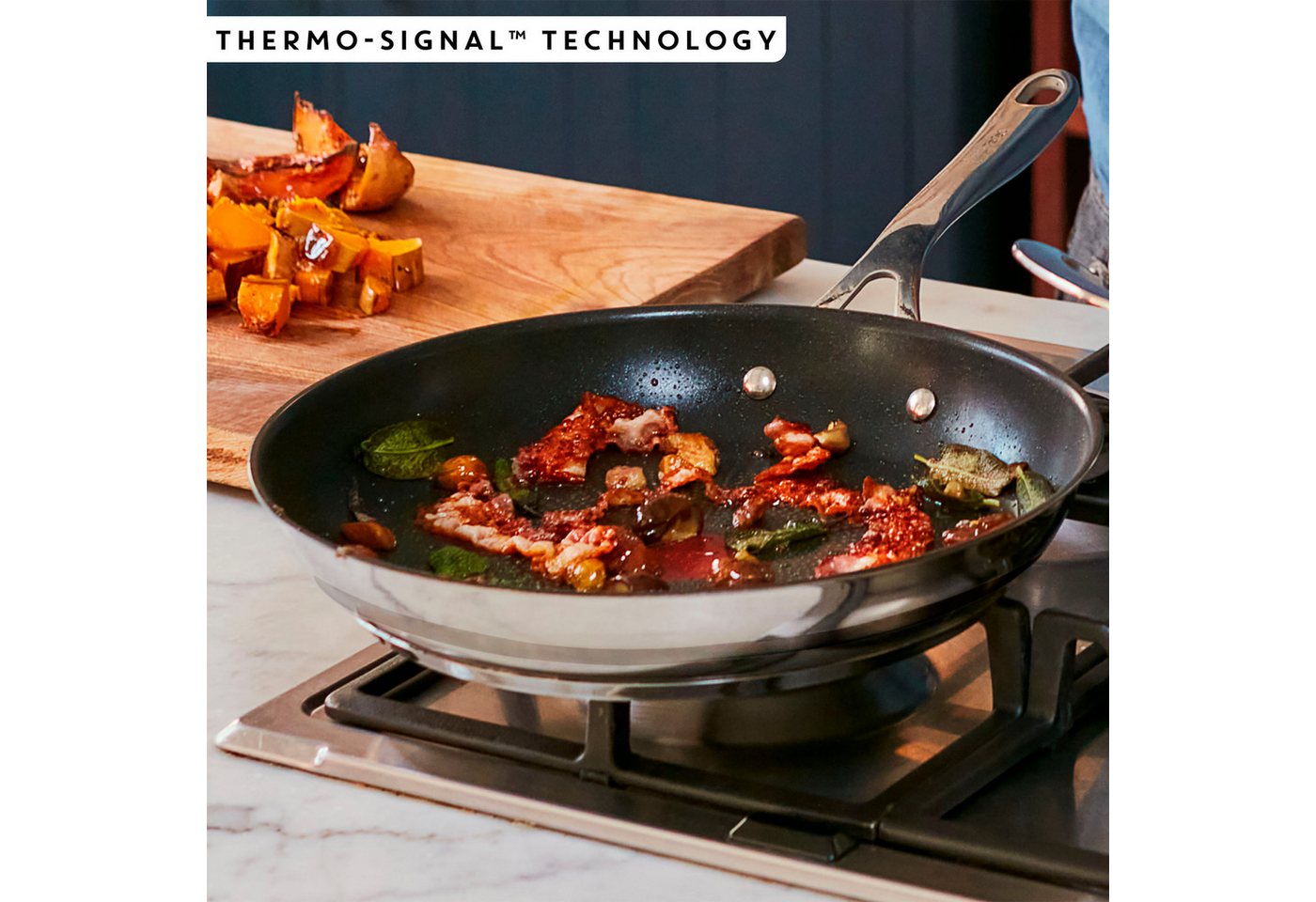 Tefal Wok Jamie Oliver E31019 Cook Smart, Edelstahl, Antihaftversiegelung, Thermo-Signal, Induktion, Ø 28 cm – Bild 3 von 5