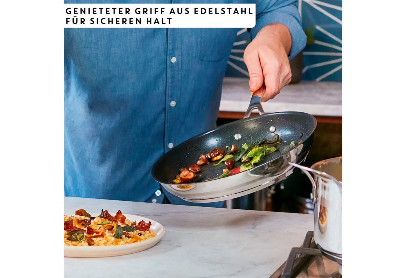 Tefal Wok Jamie Oliver E31019 Cook Smart, Edelstahl, Antihaftversiegelung, Thermo-Signal, Induktion, Ø 28 cm – Bild 4 von 5
