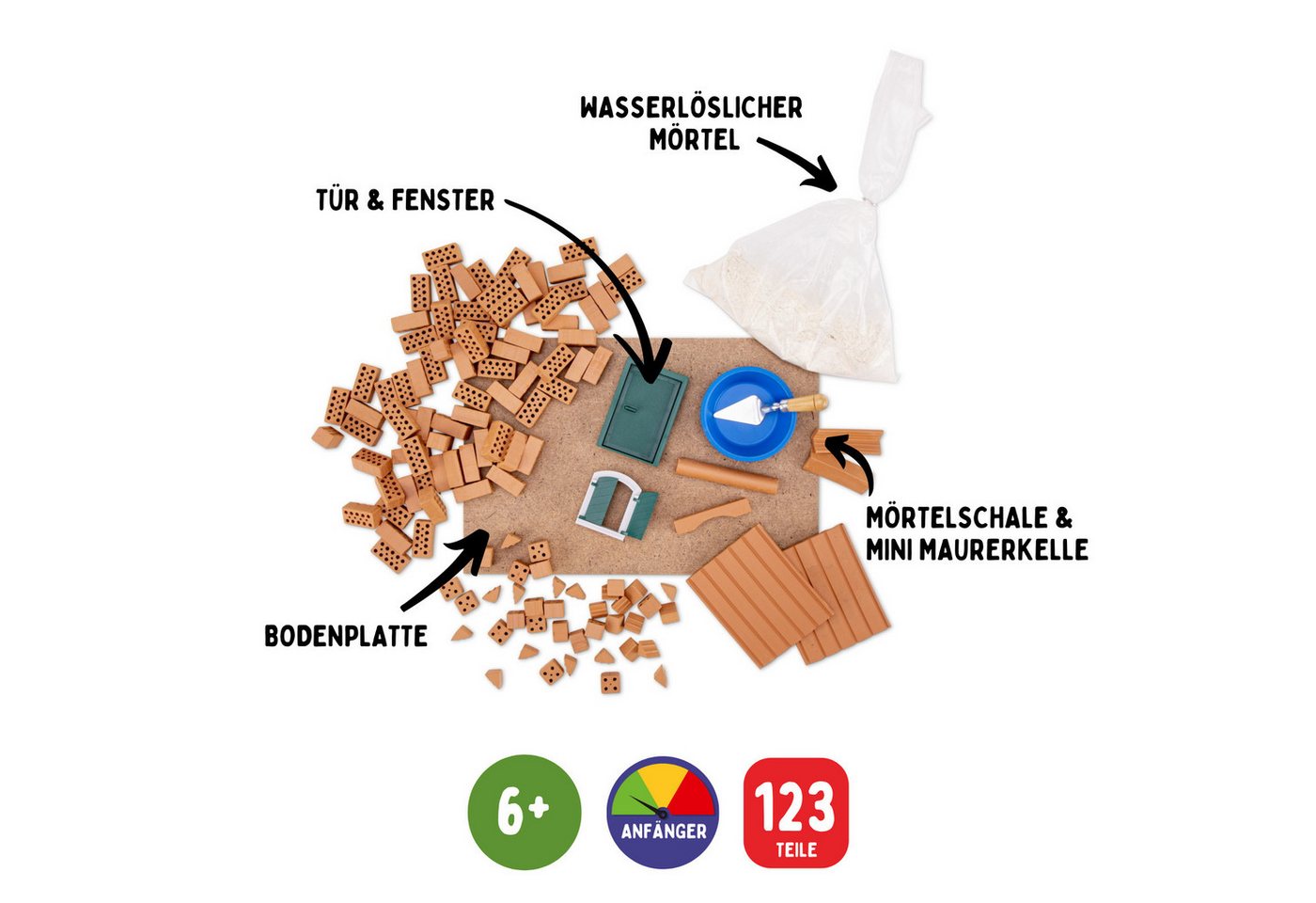 teifoc Starter Haus Steinbaukasten, (Bausatz für Kinder ab 6 Jahren, 123 St., Kreativset), wasserlöslich & natürlich – Bild 2 von 5