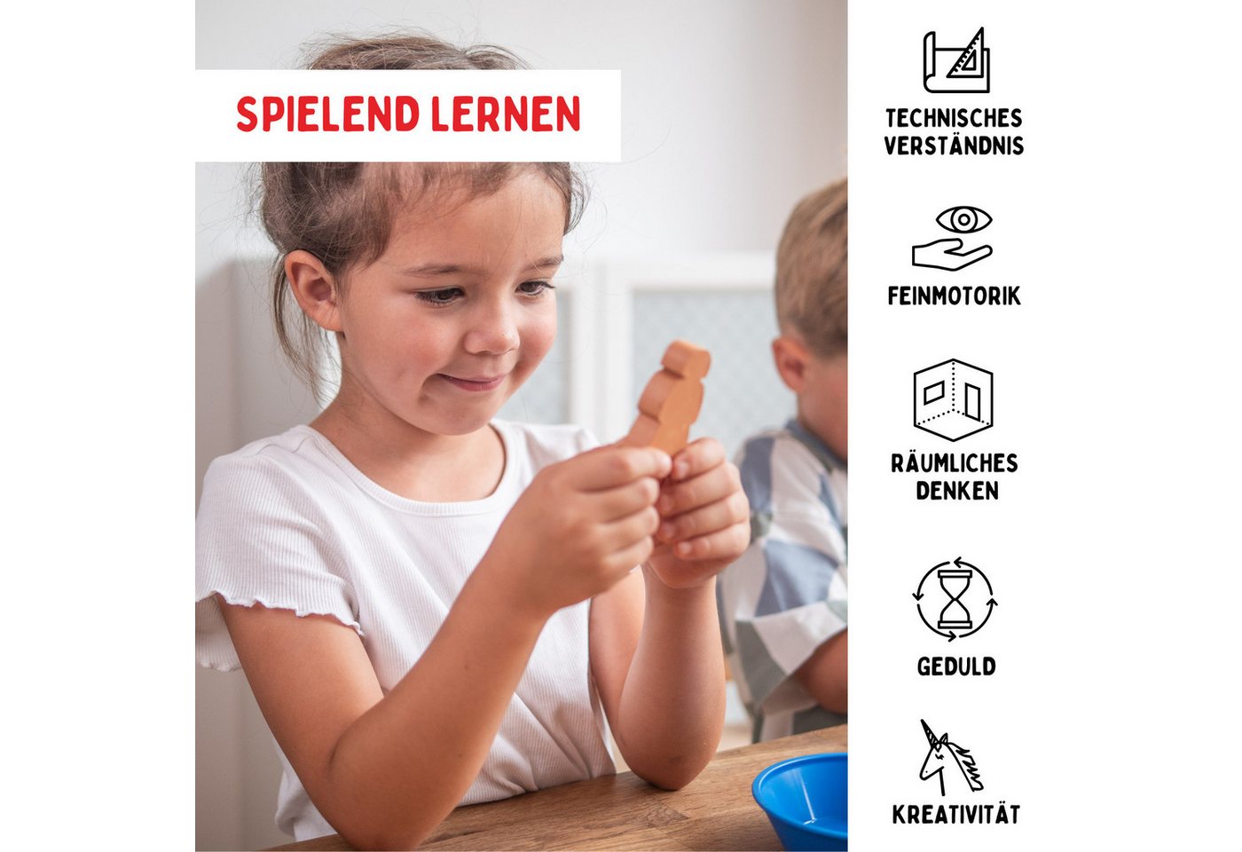 teifoc Starter Haus Steinbaukasten, (Bausatz für Kinder ab 6 Jahren, 123 St., Kreativset), wasserlöslich & natürlich – Bild 5 von 5