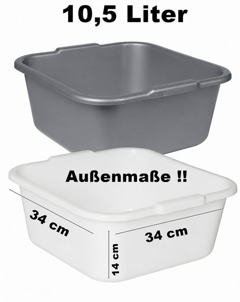 Teko-plastic Schüssel Wasch Spül Schüssel Camping Eckig 34 oder 38 cm – Bild 2 von 2