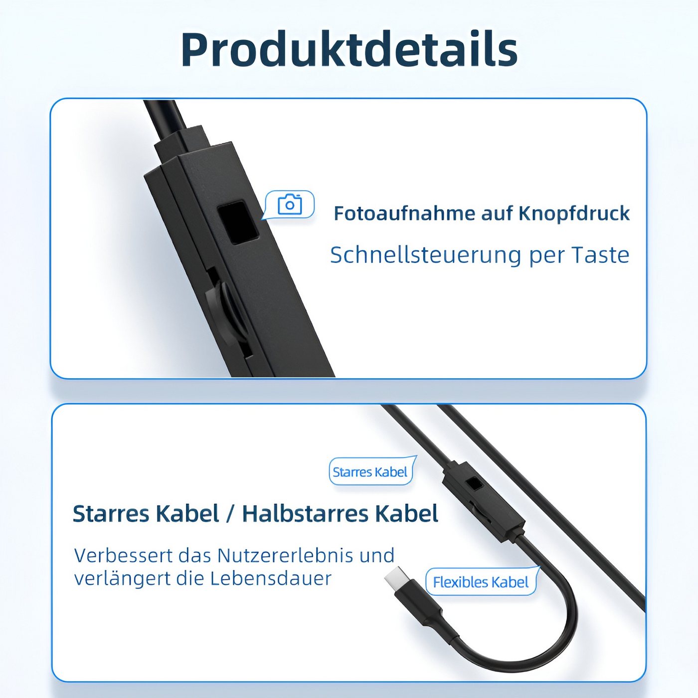 Tekoo HD Endoskopkamera für iPhone & Android, Handy Endoskop Kamera, IP67 Inspektionskamera (Full HD, 1x opt. Zoom) – Bild 3 von 5