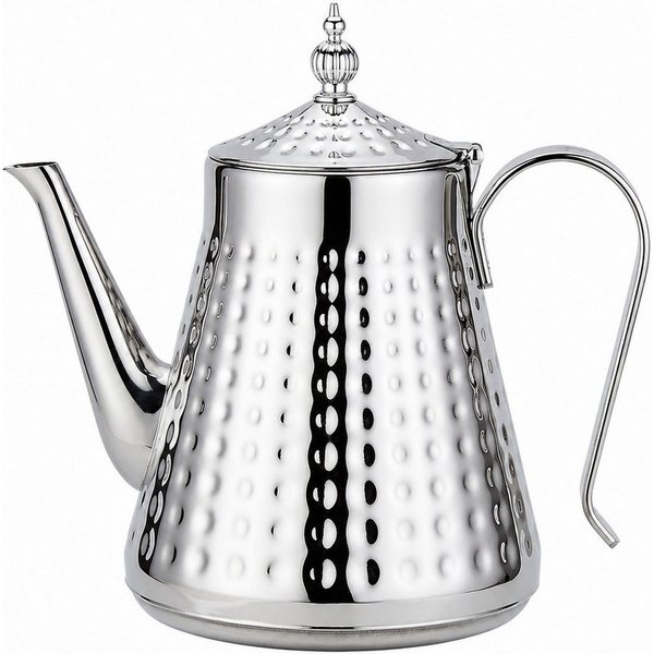 Tekoo Teekanne Edelstahl Siebeinsatz 1700ml, Induktions-Wasserkessel mit Hammerschlag, Induktionsgeeignet, herausnehmbares Sieb, Hammerschlag, rostfrei
