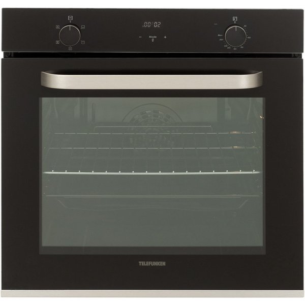 Telefunken Einbaubackofen B-OV-75-A-I, Backofen autark ohne Kochfeld, 60 cm, 73 Liter, 5 Funktionen, schwarz