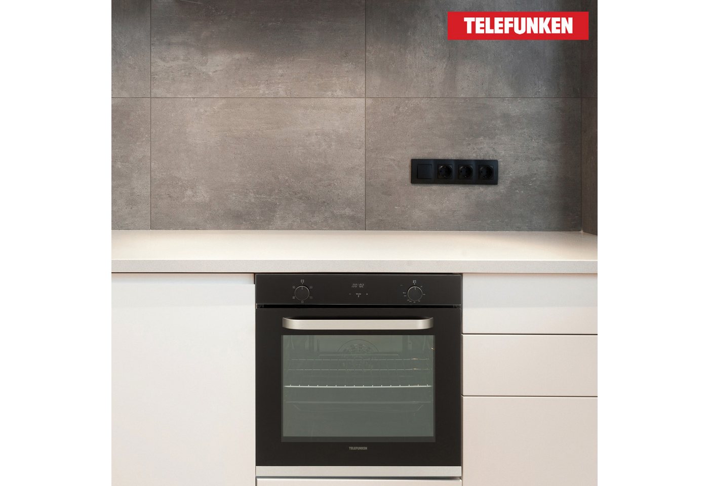 Telefunken Einbaubackofen B-OV-75-A-I, Backofen autark ohne Kochfeld, 60 cm, 73 Liter, 5 Funktionen, schwarz – Bild 3 von 5