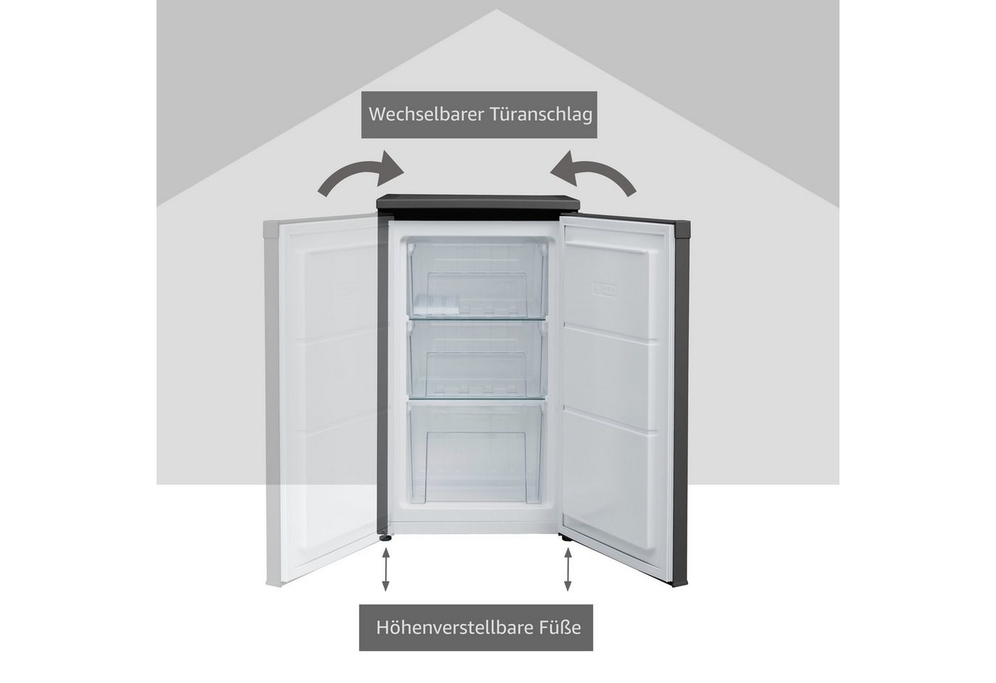 Telefunken Gefrierschrank CF-34-101-B, 82.1 cm hoch, 48 cm breit, Tischgefrierschrank, 63 Liter Gesamt-Nutzinhalt, Leise & Effizient – Bild 3 von 5