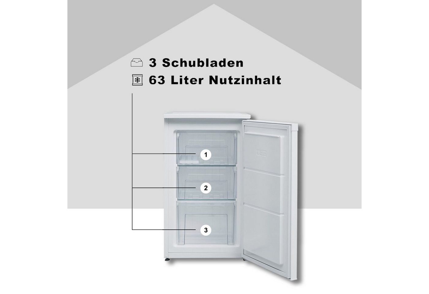 Telefunken Gefrierschrank CF-34-101-W, 82.1 cm hoch, 48 cm breit, Tischgefrierschrank, 63 L Gesamt-Nutzinhalt, Leise & Effizient – Bild 2 von 5