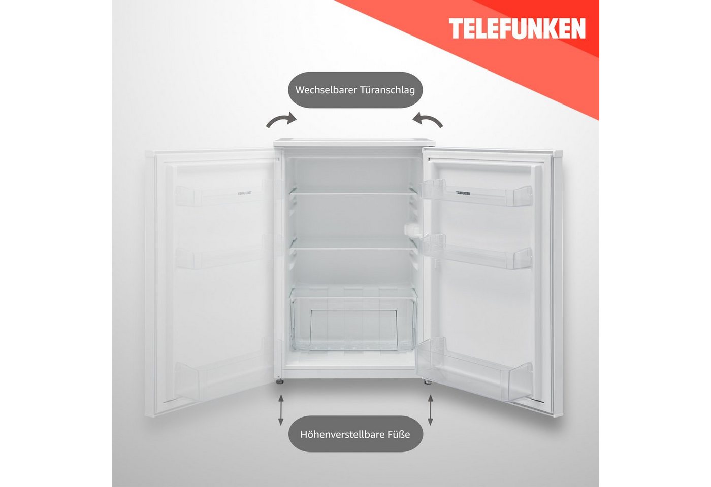 Telefunken Kühlschrank C-135-100-W, 83.8 cm hoch, 54 cm breit, 135 Liter Nutzinhalt, ohne Gefrierfach, klein, freistehend – Bild 4 von 5