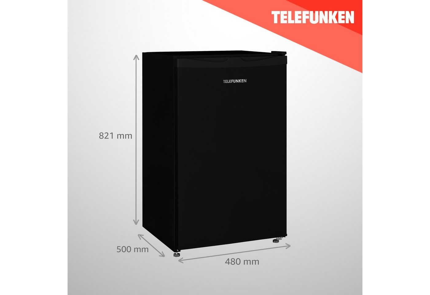 Telefunken Kühlschrank CF-31-121-B, 82.1 cm hoch, 48 cm breit, Ohne Gefrierfach, Freistehend, 90 Liter Nutzinhalt, Klein, Schwarz – Bild 5 von 5