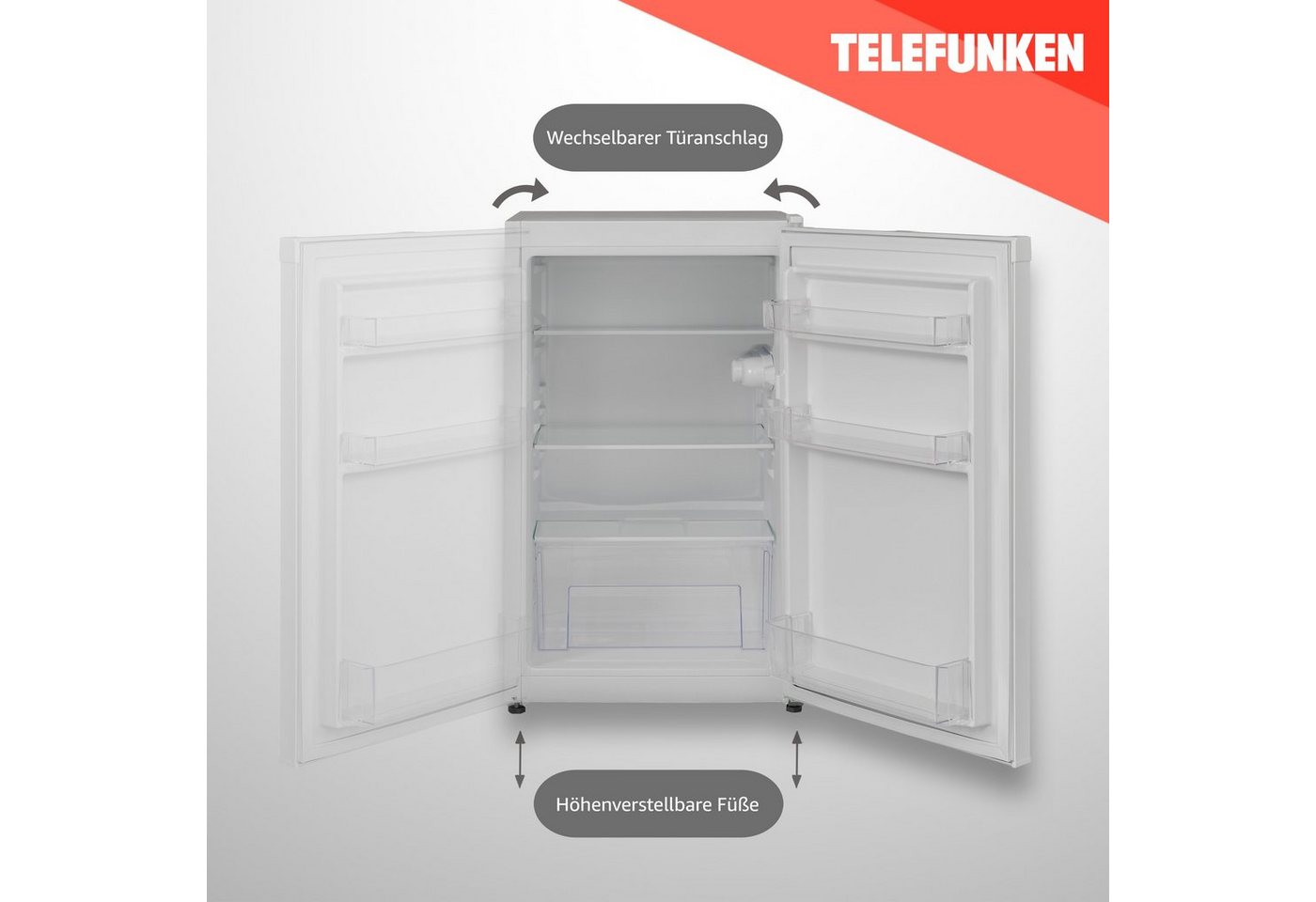 Telefunken Kühlschrank CF-31-121-W, 82.1 cm hoch, 48 cm breit, Ohne Gefrierfach, Freistehend, 90 Liter Nutzinhalt, Klein, Weiß – Bild 4 von 5
