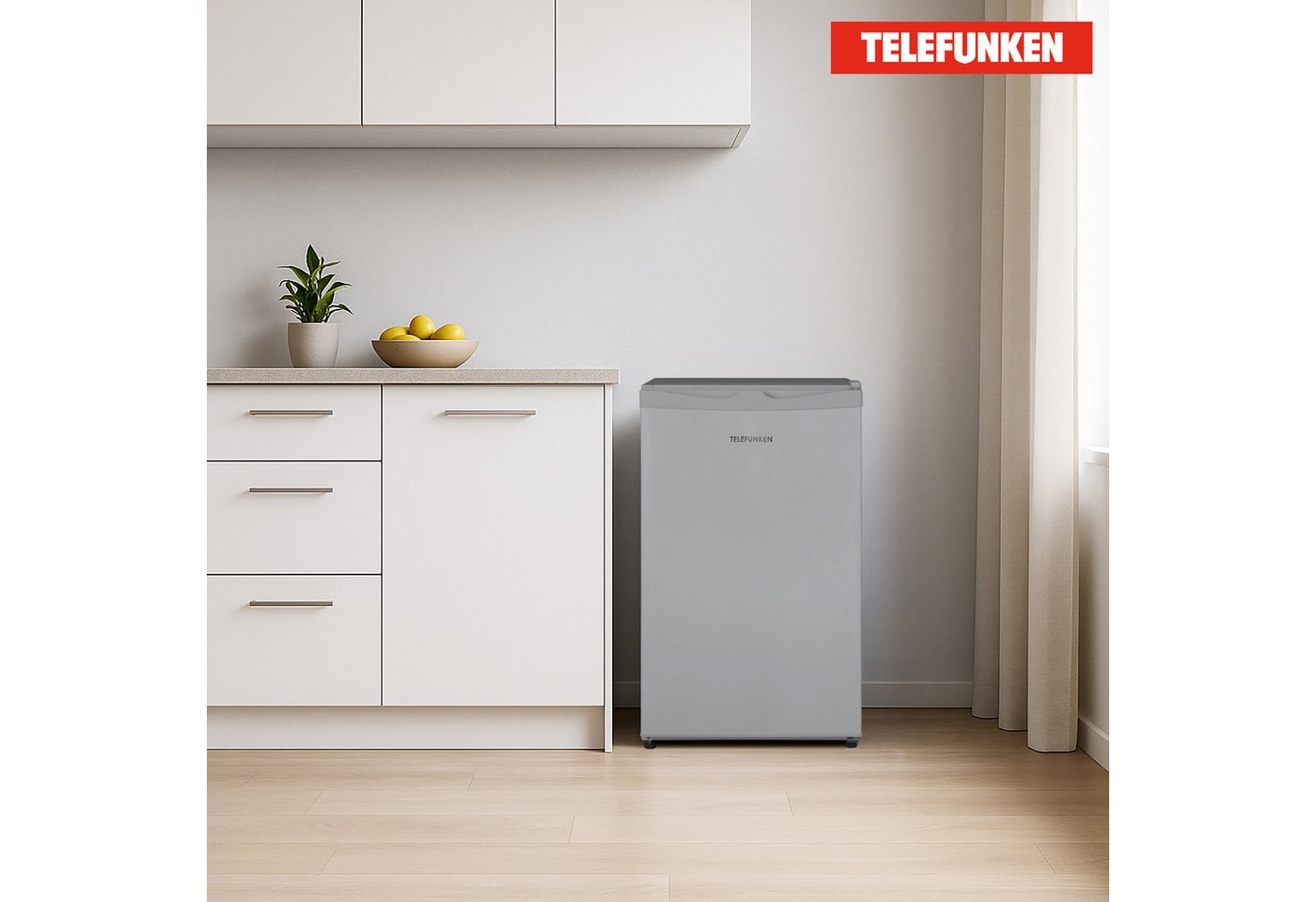 Telefunken Kühlschrank CF-33-101-S2, 82.1 cm hoch, 48 cm breit, 89 Liter, mit Gefrierfach (nur für Eiswürfel), klein und freistehend – Bild 4 von 5