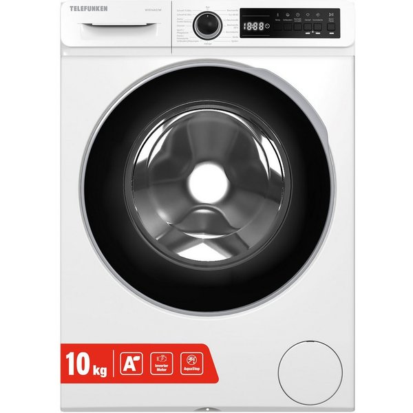 Telefunken Waschmaschine W1014AS1W, 10 kg, 1400 U/min, Frontlader, Inverter Motor, AquaStop, 10kg, Dampffunktion, EEK A, weiß