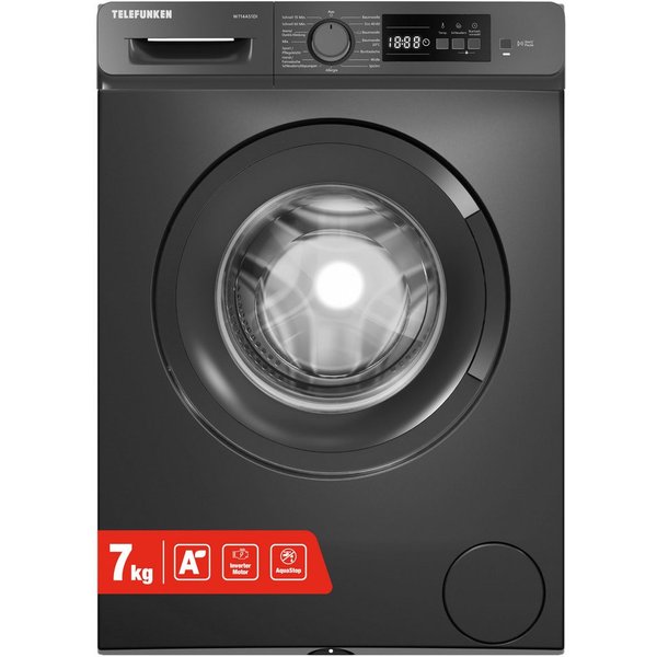 Telefunken Waschmaschine W714AS1DI, 7 kg, 1400 U/min, Frontlader, Inverter Motor, AquaStop, 7kg, leise, effizient, dark inox