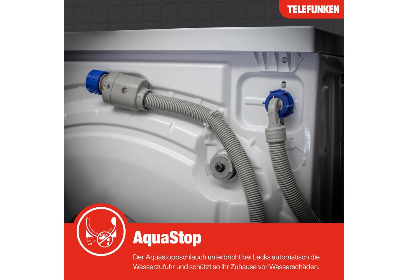 Telefunken Waschmaschine W714AS1DI, 7 kg, 1400 U/min, Frontlader, Inverter Motor, AquaStop, 7kg, leise, effizient, dark inox – Bild 3 von 5