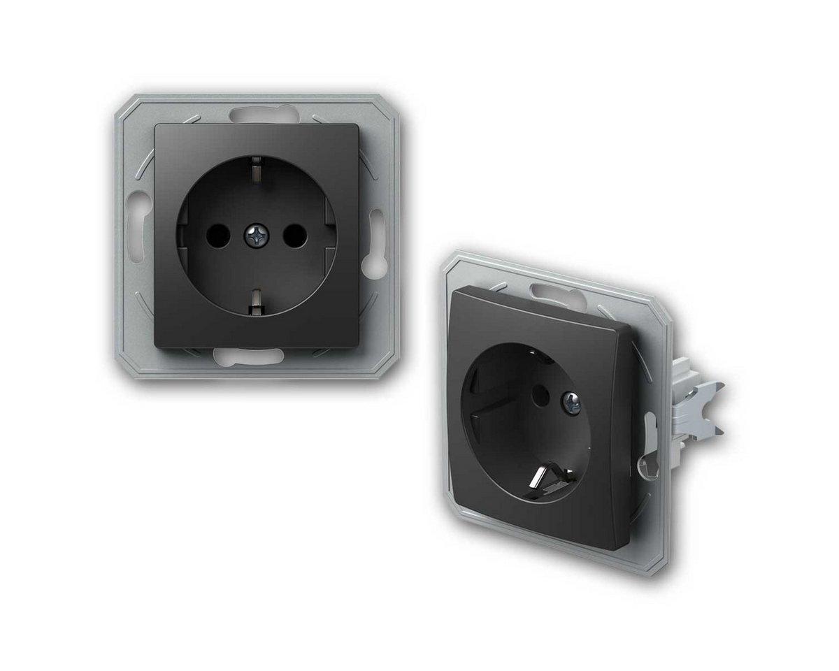 TEM Unterputz-Steckdose EKONOMIK Doppel-Steckdose anthrazit 250V~/16A – Bild 2 von 4