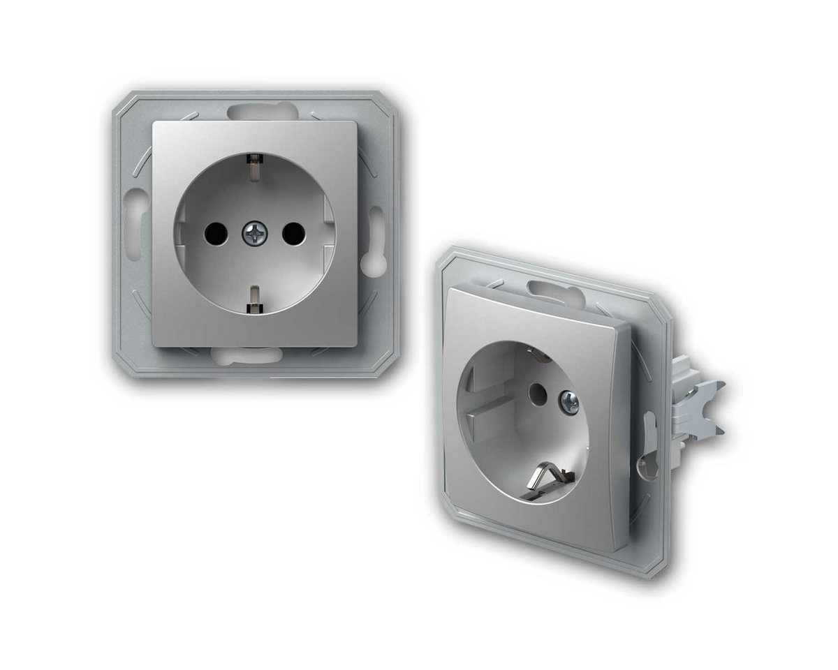TEM Unterputz-Steckdose EKONOMIK Doppel-Steckdose silber 250V~/16A – Bild 2 von 4