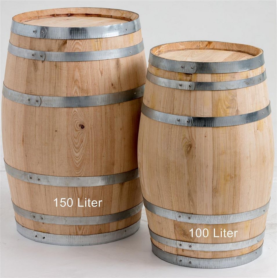 Temesso Regentonne 100 oder 150L Holzfass als Regenfass NATUR, neu aus Kastanienholz, 100 l – Bild 4 von 4