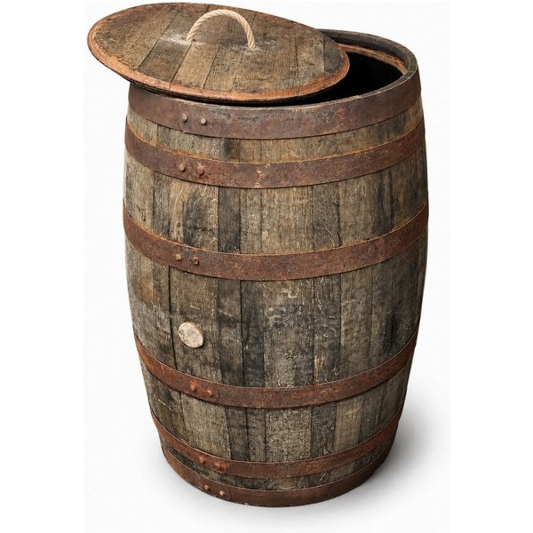 Temesso Regentonne 190L Whiskyfass, Eichenfass geöffnet als Regentonne, 190 l