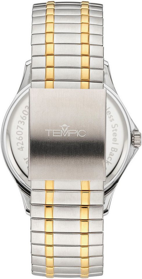 Tempic Quarzuhr, Armbanduhr, Herrenuhr, analog, Flexband, Zugband – Bild 3 von 3