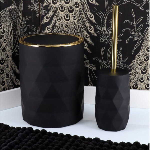 TENDANCE Badaccessoire-Set 2 teilig Toilettenbürste und Kosmetikeimer 6 Liter Goldtouch